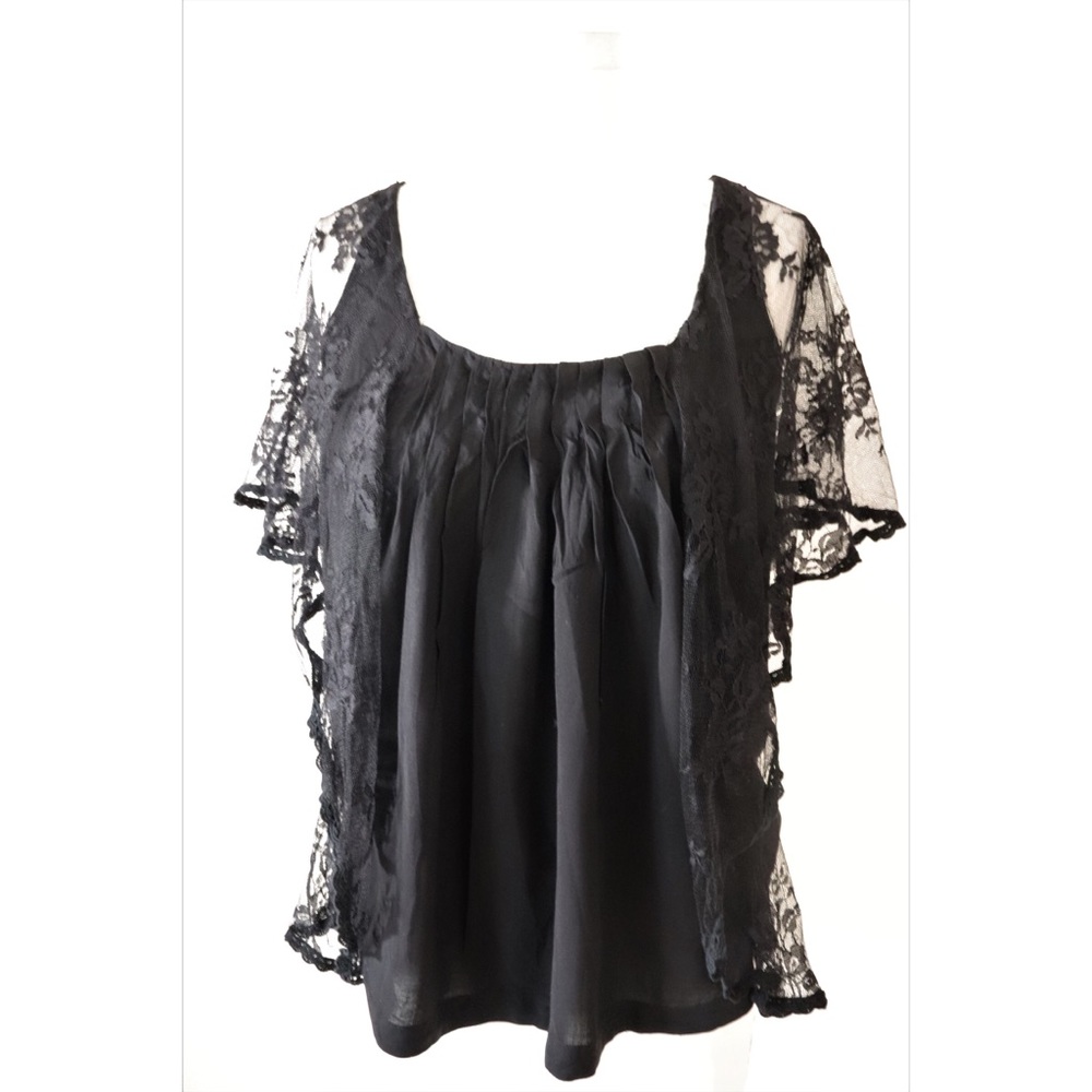 ❤️ Flying Tomato lace sleeve pintuck top Sz L